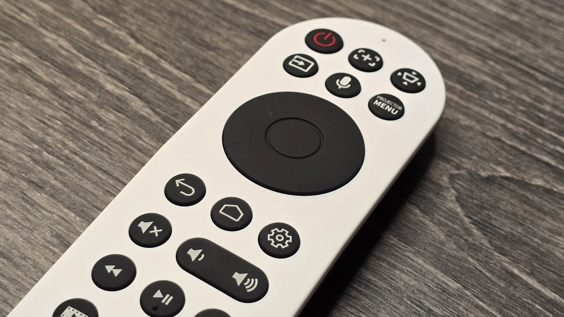 A close-up of the Benq 300G gaming projector control